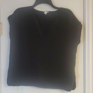 Tribal Jeans Black V-Neck Sweater Cap Sleeves Size Petite Small